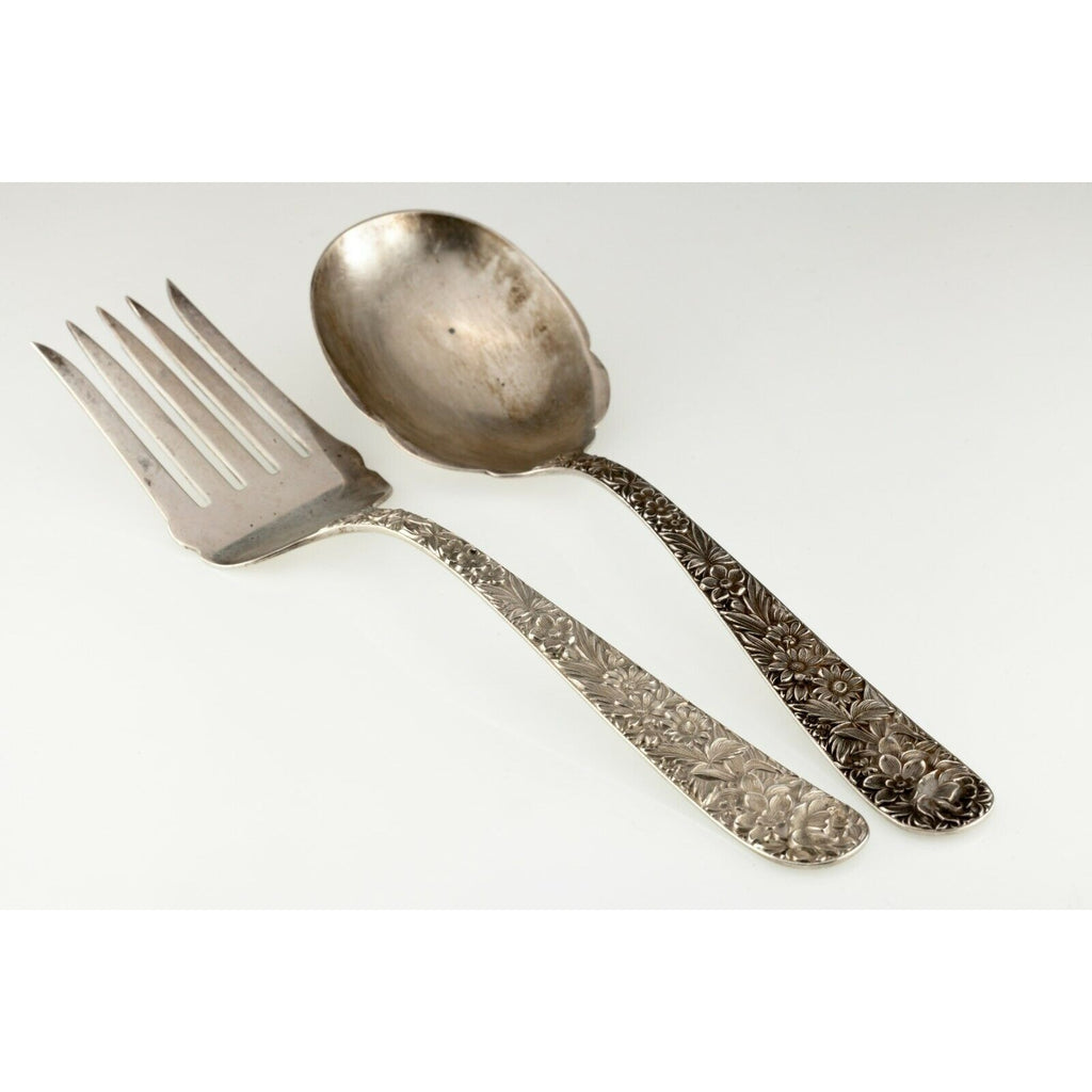 S Kirk Son Sterling Silver Salad Serving Set in Repousse Pattern