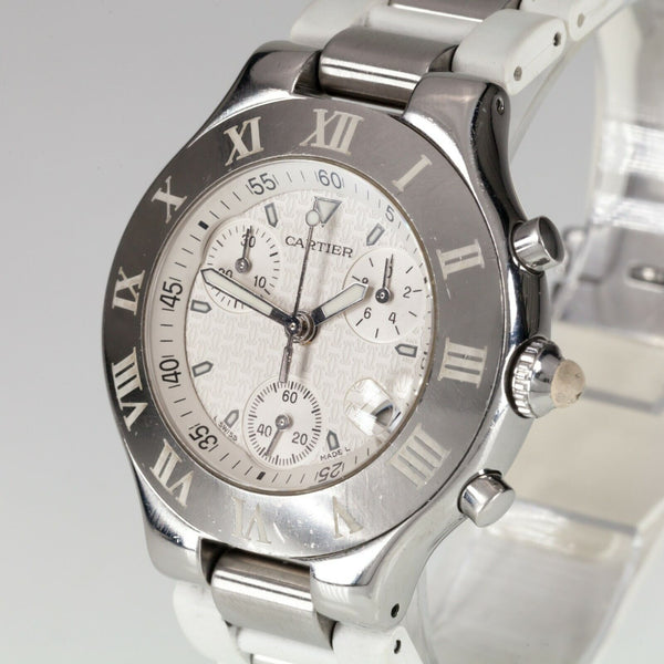 COPY - Cartier watch 2424 Chronoscaph Steel Date Quartz Cartier 2424 Quartz Chronoscaph Watch with Steel and White  main image 4