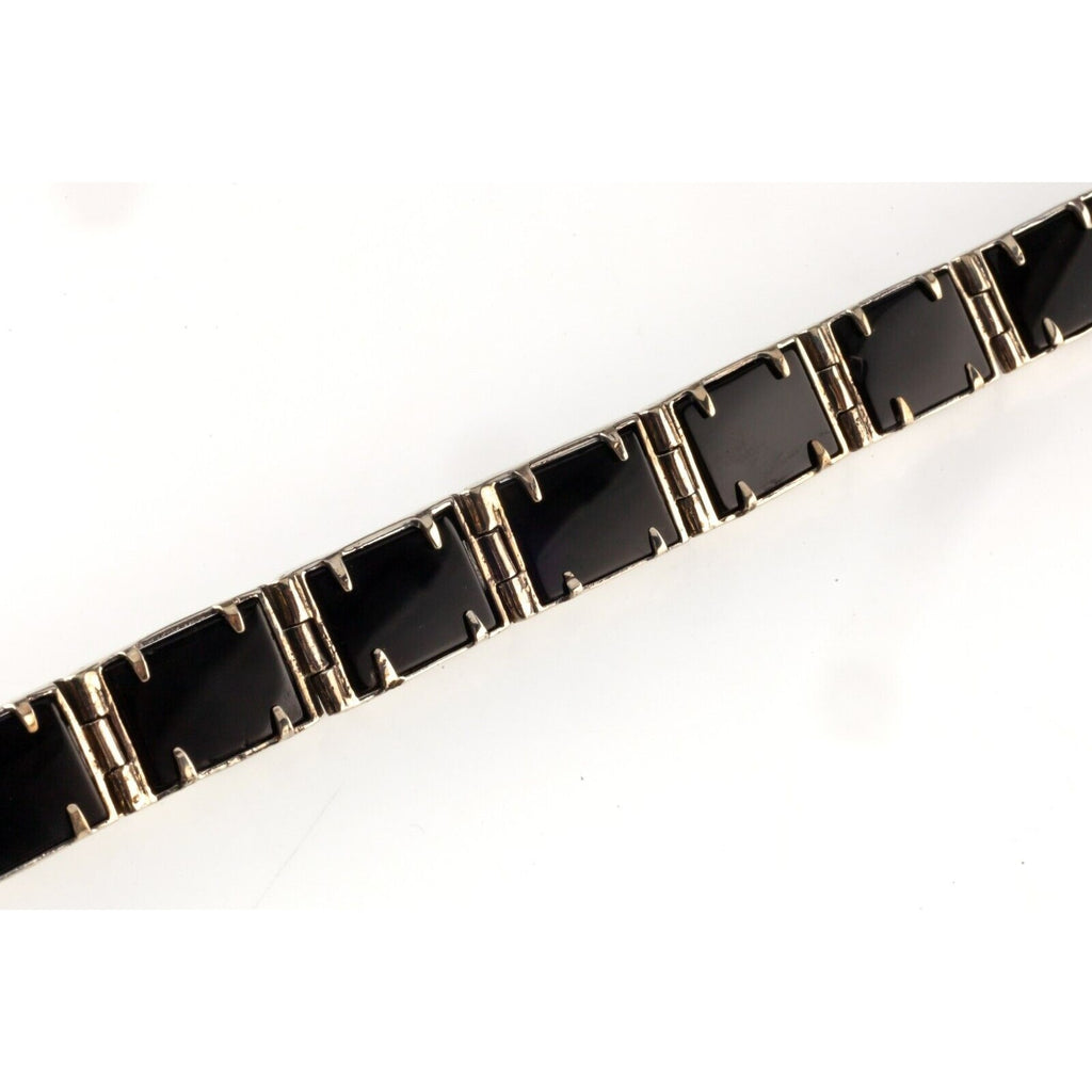 Judith Jack Sterling Silver Pearl and Framed Onyx Bracelet 7.25" 34gr