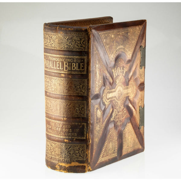 19世紀仏誌 L’ILLUSTRATION製本合本 1890年 1890 Pronouncing Parallel Bible Leather Bound w/ Clasps Antique
