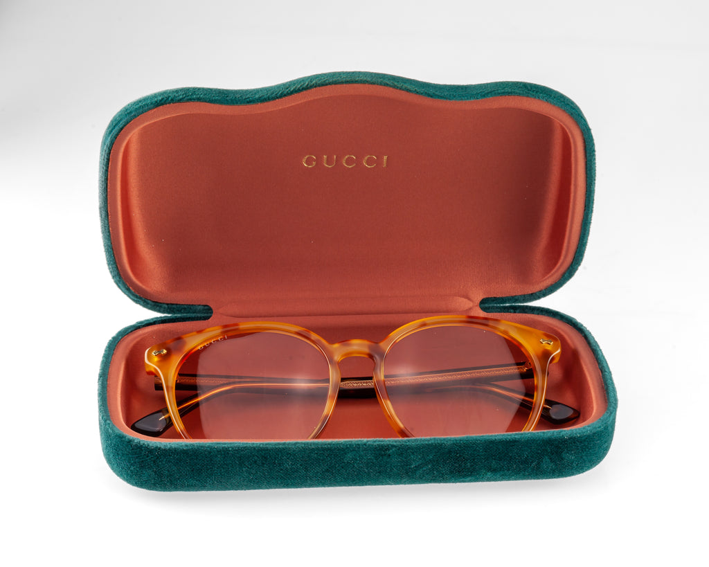 Gucci Honey Tortoiseshell Orange Pink Sunglasses w/ Case and Cloth GG0195SK