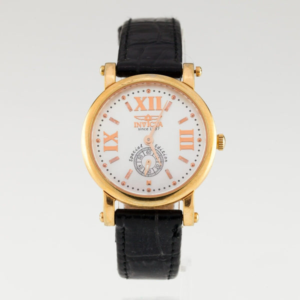 Invicta 15936 Women’s Gold Tone Roman Numeral Watch Orange Leather + 4 Straps Invicta Angel White Dial Leather Strap Ladies Watch 15936  main image 4