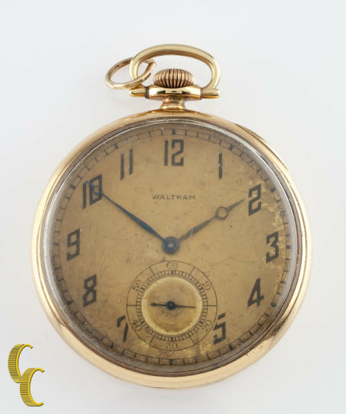 Waltham Colonial Series Open Face 14K Yellow Gold Pocket Watch 14s 19 Jewel