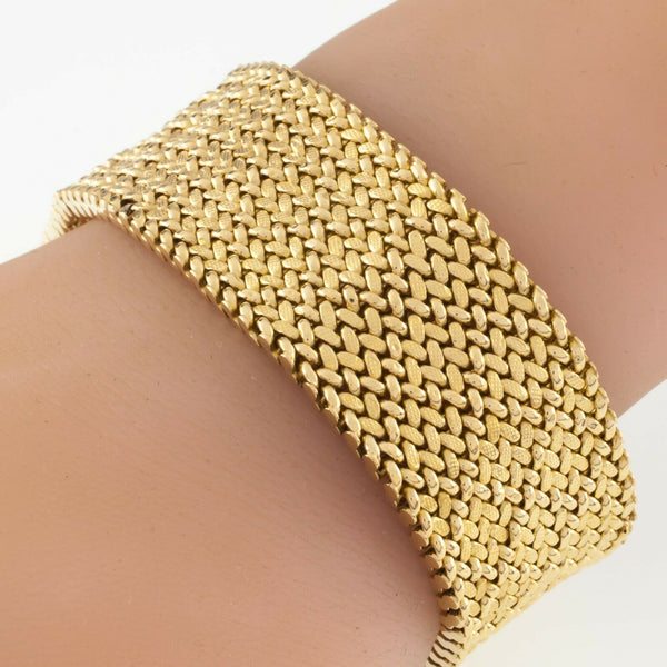 Cartier Vintage Mesh 18k Yellow Gold Bracelet w/ Harlequin Diamond Pat –  DMND Limited