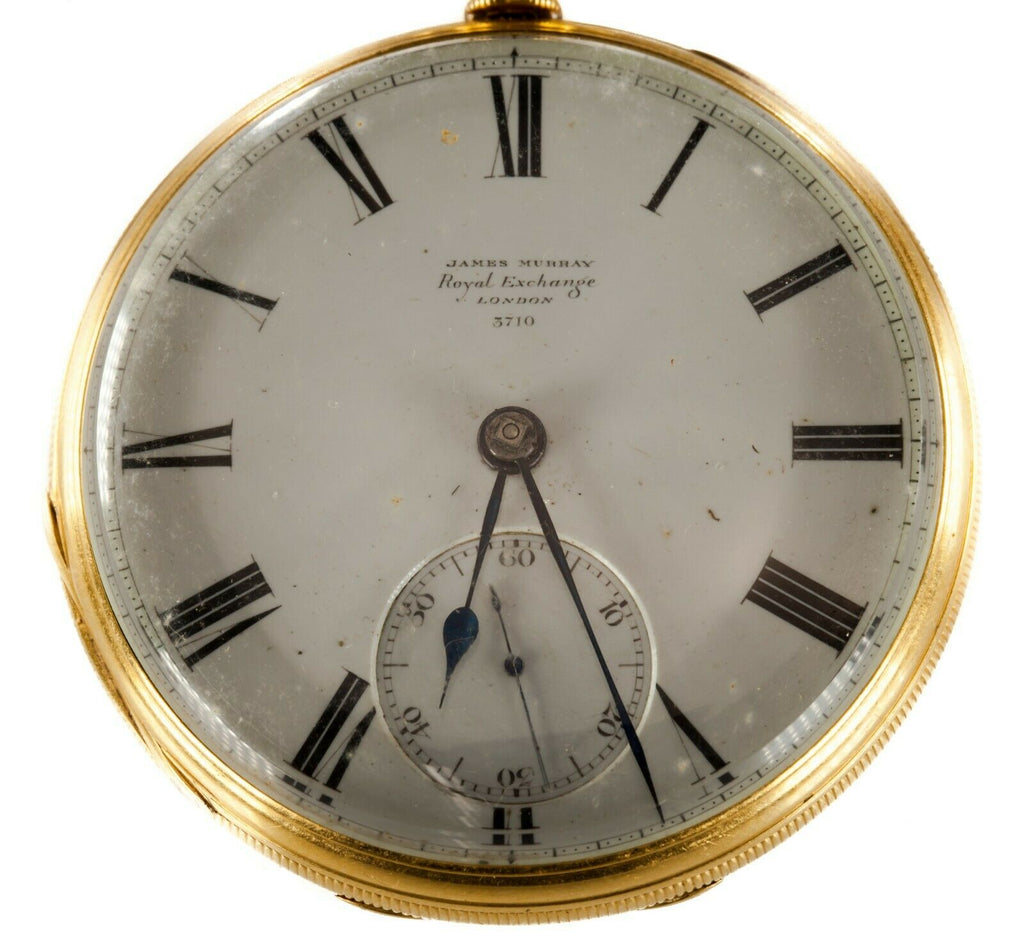 James Murray Royal Exchange 18k Yellow Gold Open Face Pocket Watch