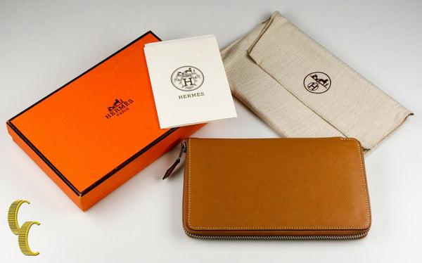 Hermès Hermes Paris Chevre Mysore Evelyne Card Wallet in Green Men