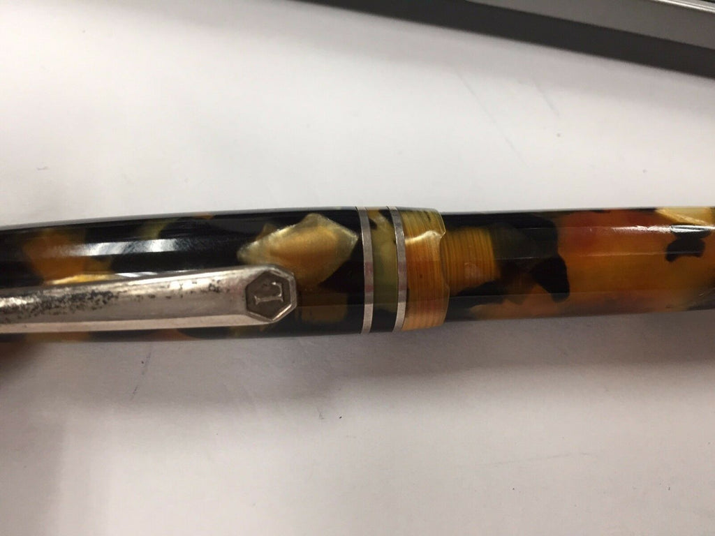 Argento Levenger Rollerball Pen Marbled Black Orange Yellow