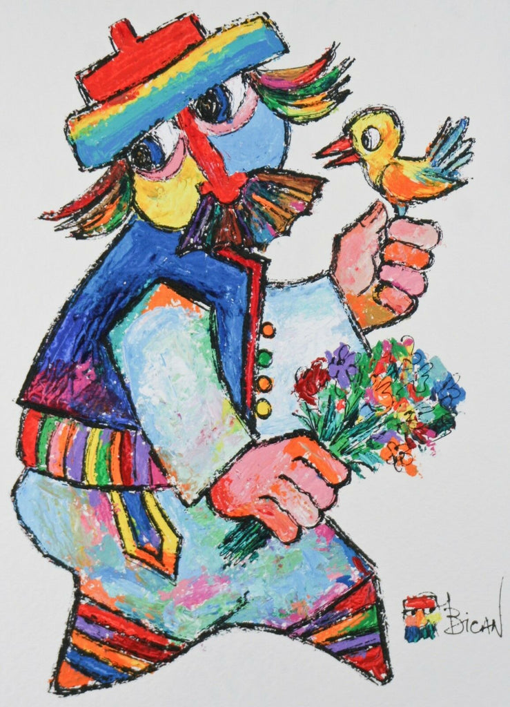 "A Bouquet & A Song #47" by Jovan Obican Signed Original Acrylic on Paper 24x18