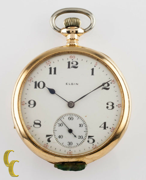 Elgin Open Face 14K Yellow Gold Antique Pocket Watch Gr 315 12S 15