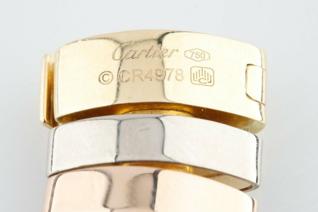 Cartier Gas Pipe Style 18k Gold Tri-Color Vintage Link Bracelet W/ CoA