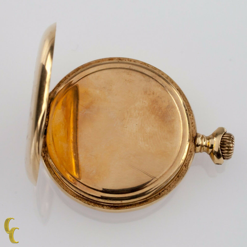 Elgin Open Face 14k Yellow Gold Pocket Watch 15 Jewel Size 0S