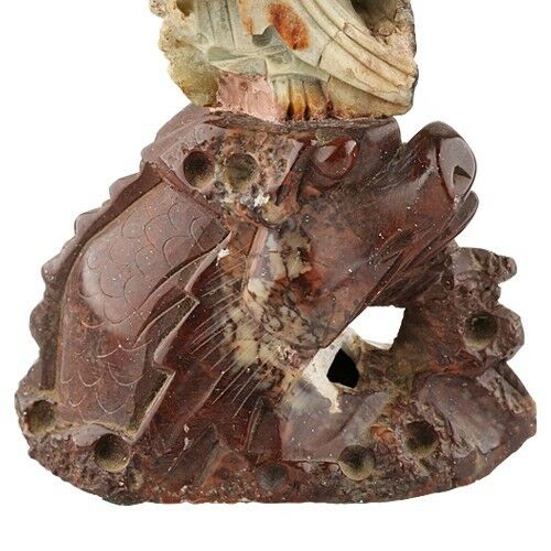 Vintage Chinese Soapstone Sculpture w/ Red Stone Base Great Detail!