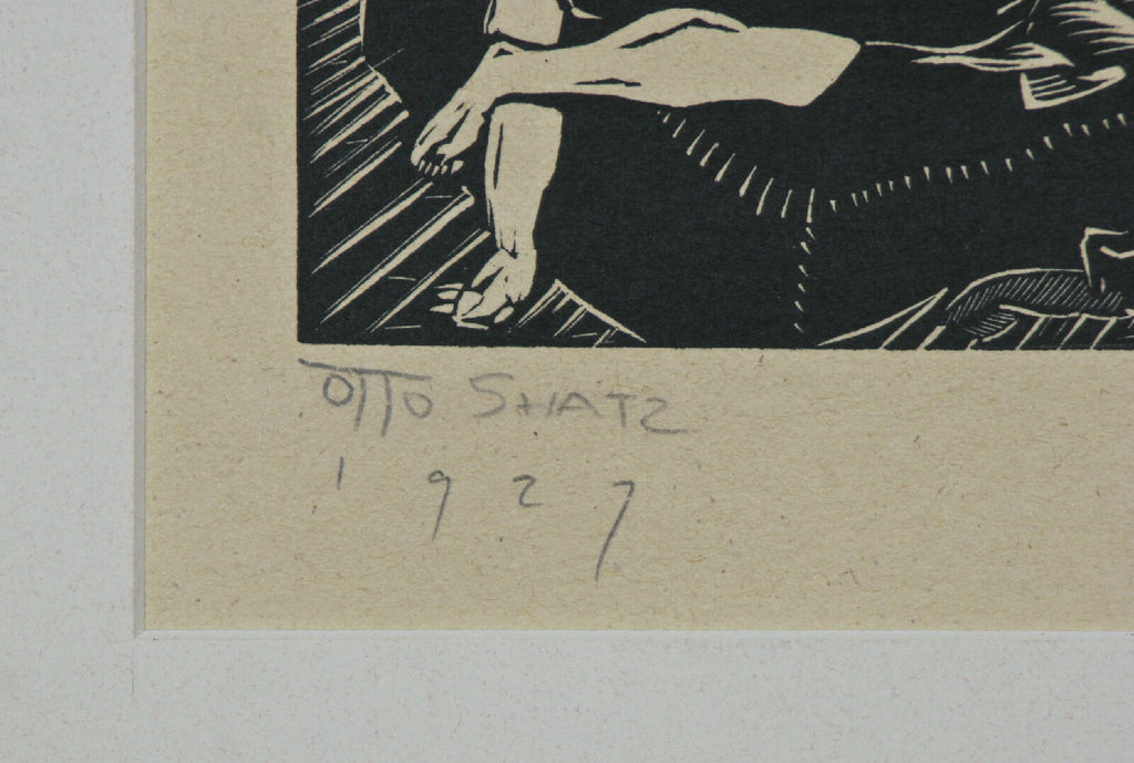 Woodblock Signed Print 1927 by Otto Rudolf Schatz 5 1/2'X5 1/2"