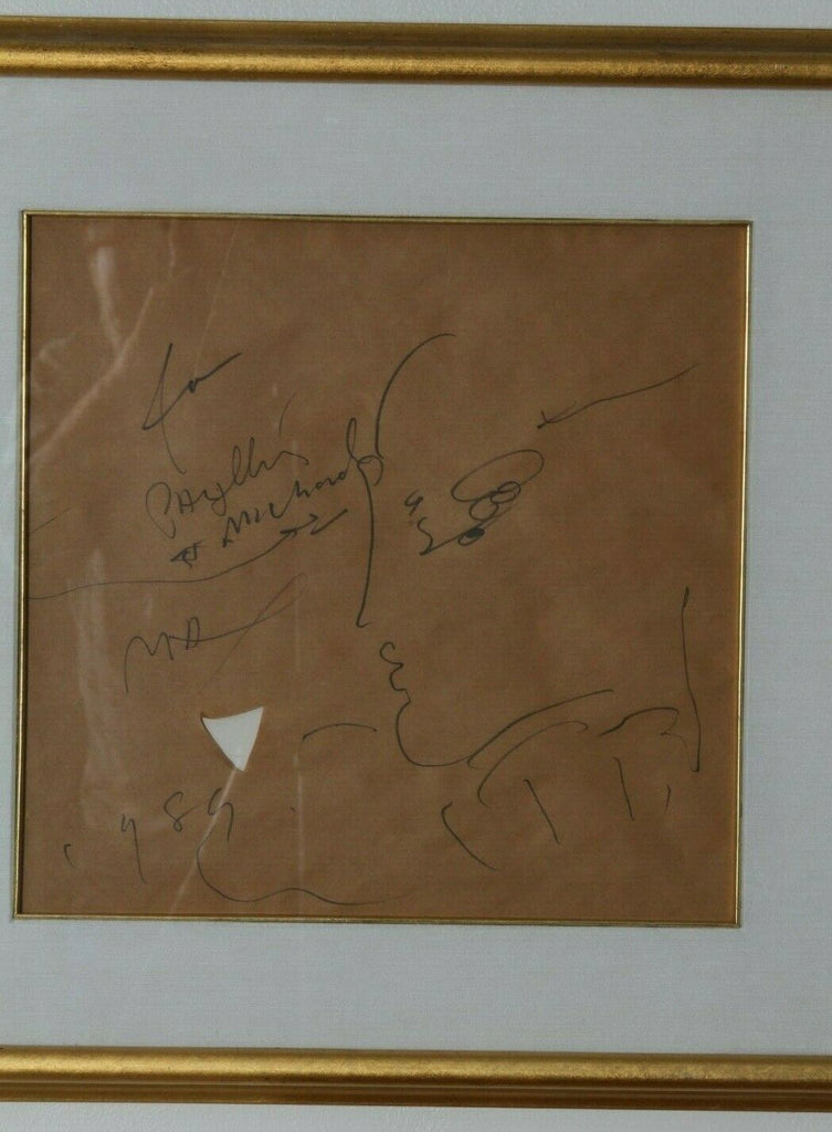 Signed Doodle on Kraft Paper by Peter Max in Frame Original Sketch