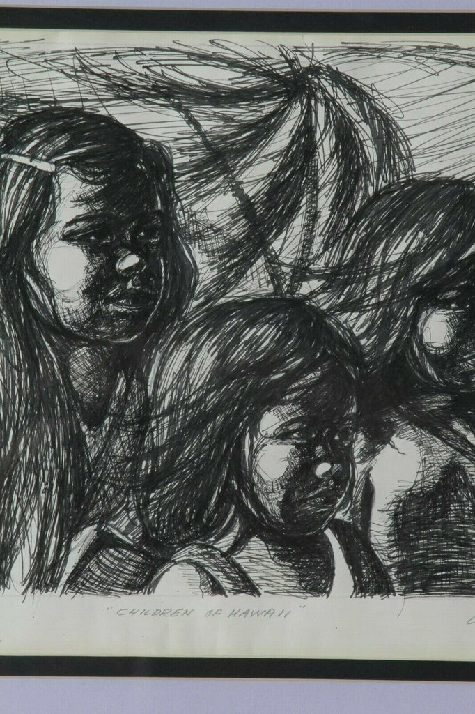 "Children of Hawaii" by Anthony Sidoni Pen & Ink Study for Oil Painting