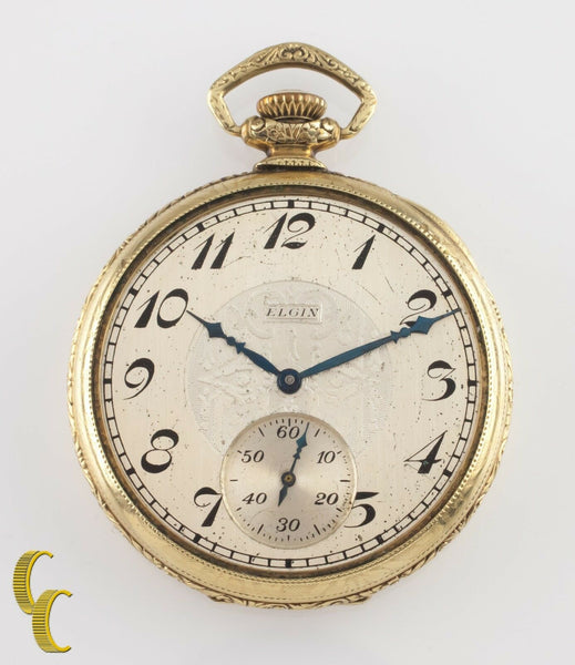 Elgin Antique Open Face Gold Filled Pocket Watch Gr 345 Size 12 17