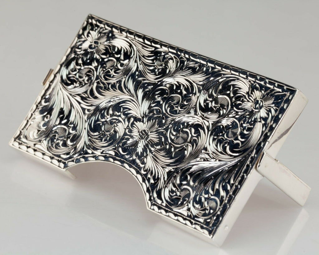 Gorgeous Etched Sterling Silver Great Seal of California Card Holder w/ Filigree