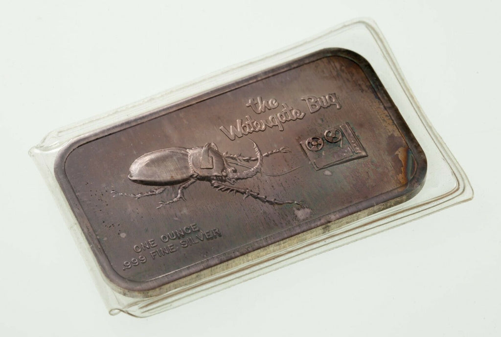 The Watergate Bug 1 oz Silver Art Bar By Colonial Mint