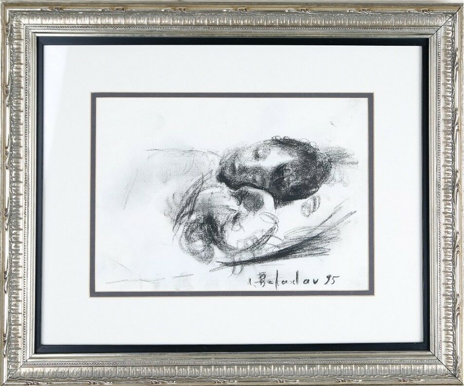 Leonid Balaklav Untitled (Sleeping Child) Charcoal on Paper Signed & Dated 1995