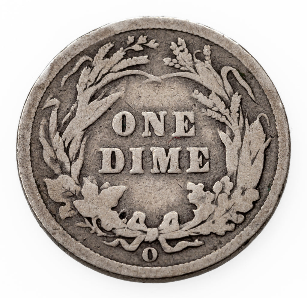 1896-O 10C Barber Dime in Good Condition, Full Rims, Natural Color