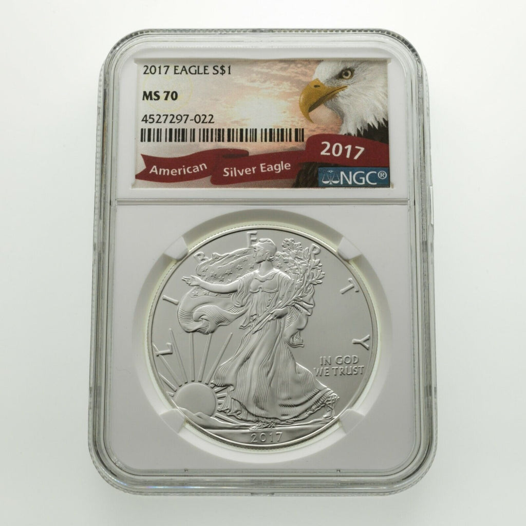 2017 $1 Silver American Eagle Graded by NGC as MS-70 Eagle Label