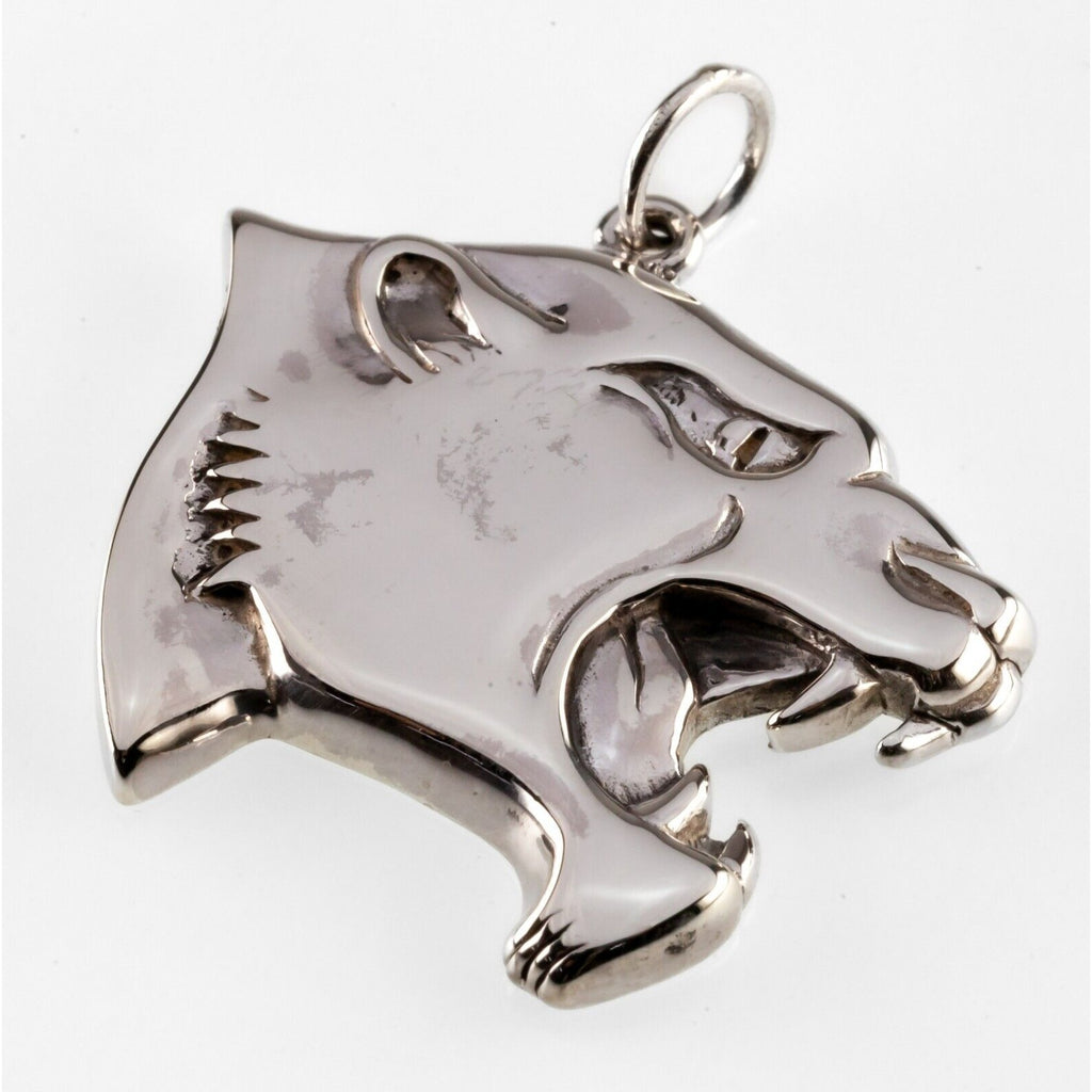 Sterling Silver Panther Bust Pendant w/ Bail Gorgeous!