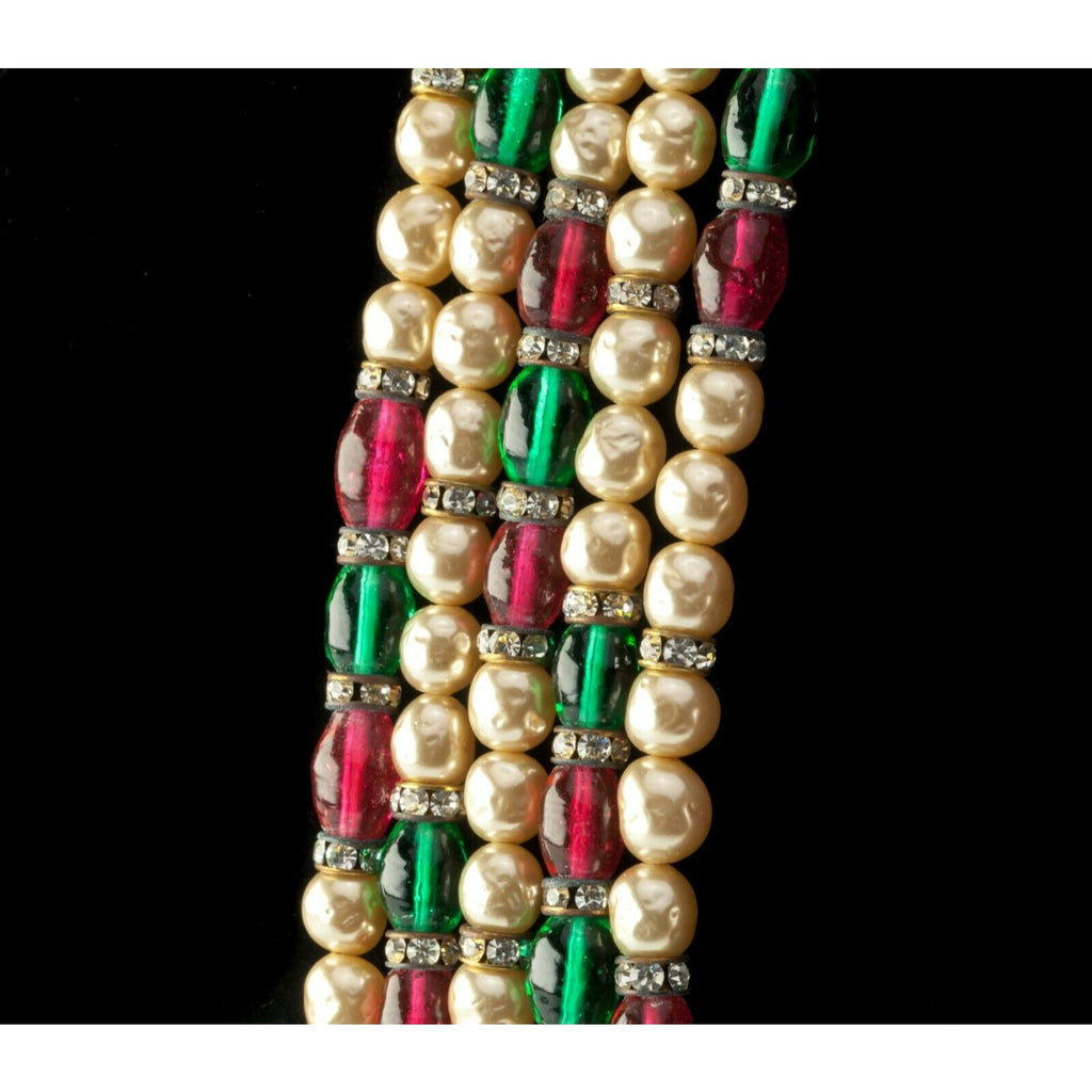 Chanel Vintage Gripoix Bead Costume Pearl 5-Strand Necklace 1970s 34"