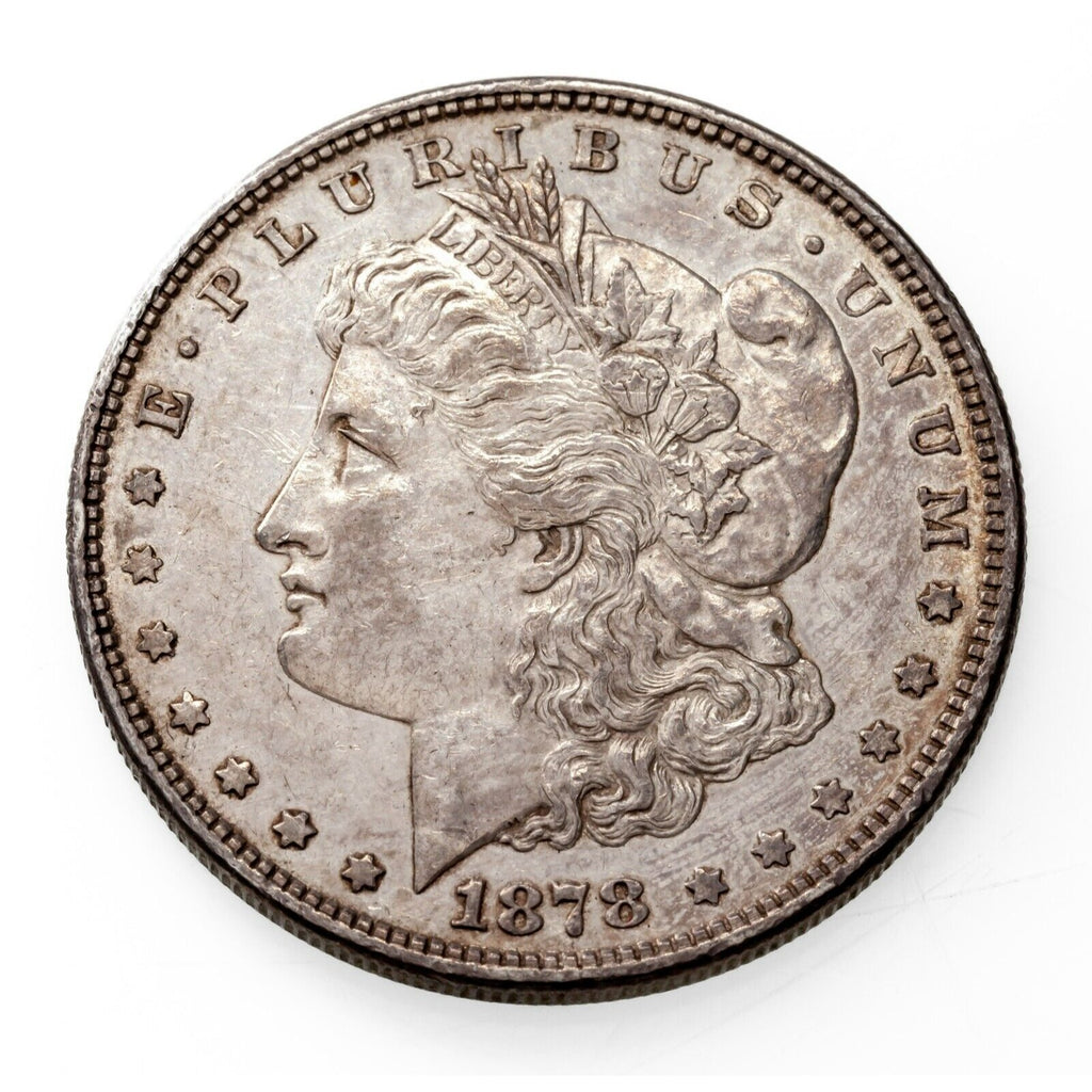 1878 8TF $1 Silver Morgan Dollar in AU Condition, Strong Luster, Mostly White