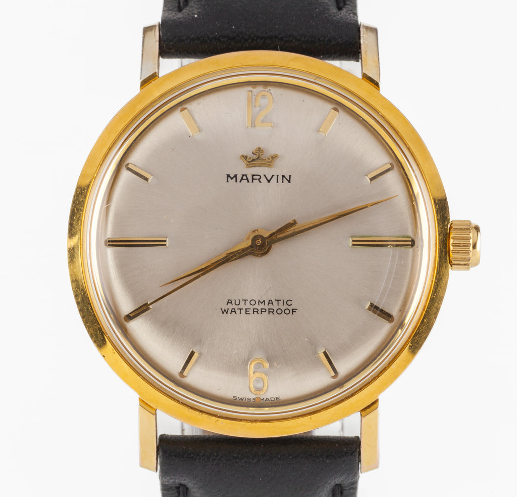 Marvin Gold-Plated Automatic Watch w/ Leather Band Cal #777