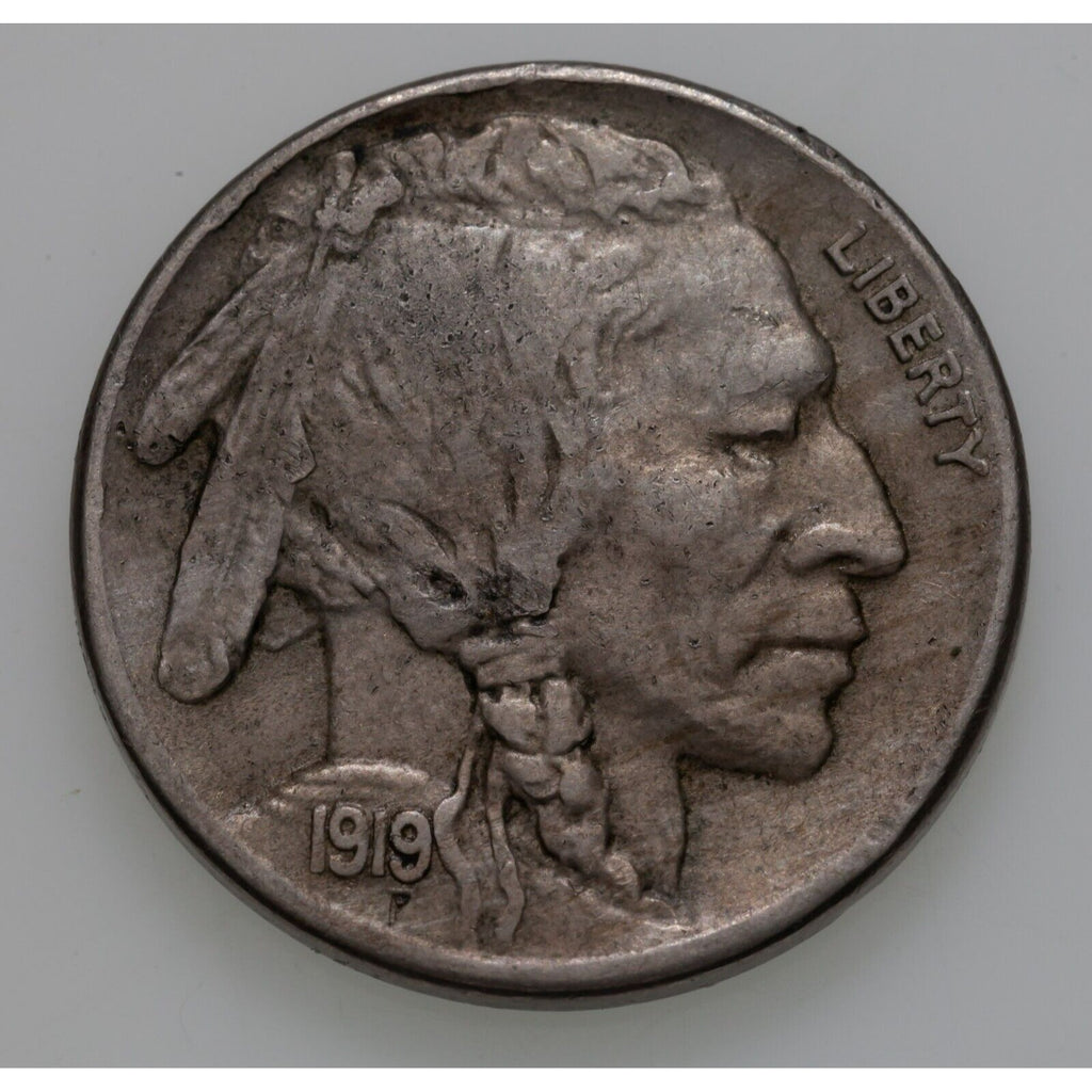 1919-S 5C Buffalo Nickel in Extra Fine XF Condition, Full Horn w/ Tip