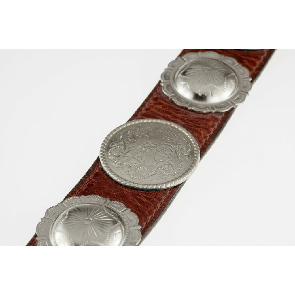 Gorgeous Al Beres Diablo Nickel Silver Concho Leather Belt