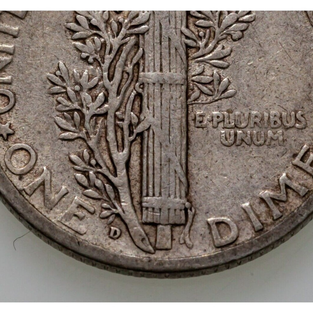 1928-D 10C Mercury Dime in Extra Fine XF Condition, Mostly White, Light Toning