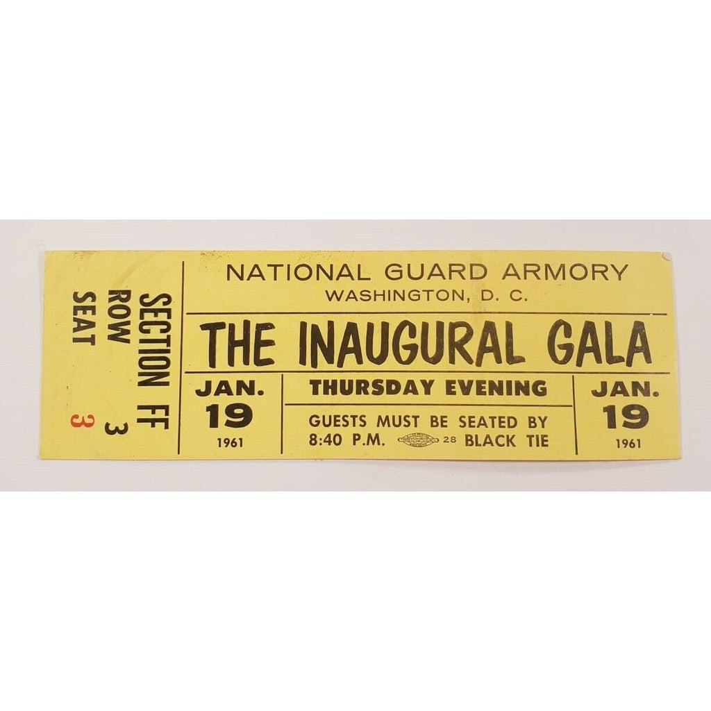 Jan 19 1961 John F Kennedy Inaugural Gala Admittance Ticket Very Fine