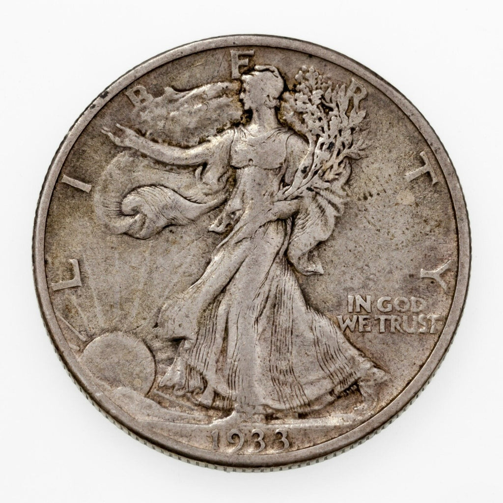 1933-S 50C Walking Liberty Half Dollar in Extra Fine XF Condition, Natural Color