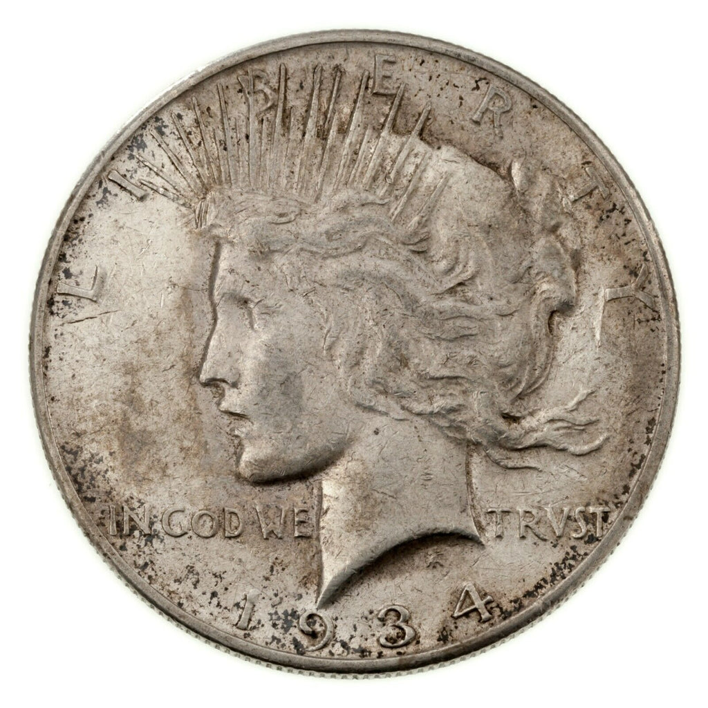 1934-S $1 Silver Peace Dollar in Extra Fine+ XF+ Condition, Strong Detail