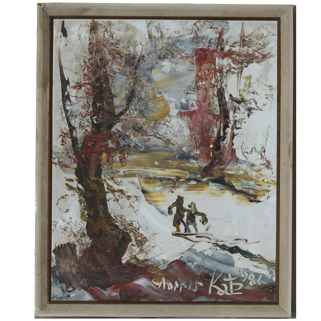 Untitled Original Oil Painting on Board by Morris Katz Framed 21" x 18"
