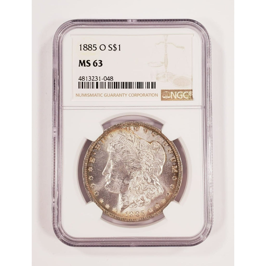 1885-O $1 Silver Morgan Dollar Graded by NGC as MS-63