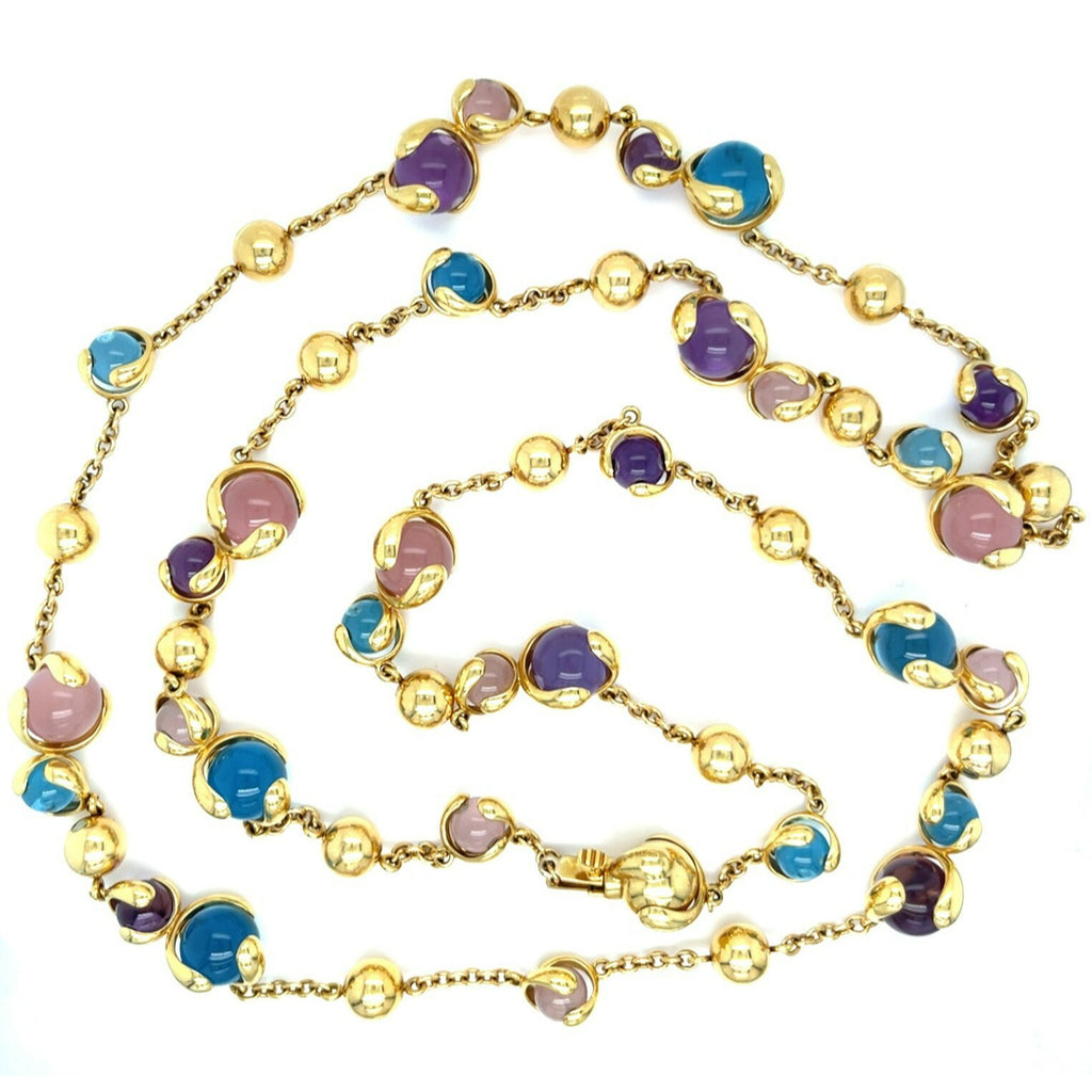 Marina B Cardan 36 inch Beaded 18k Gold Necklace Serial #380118 100.1 grams