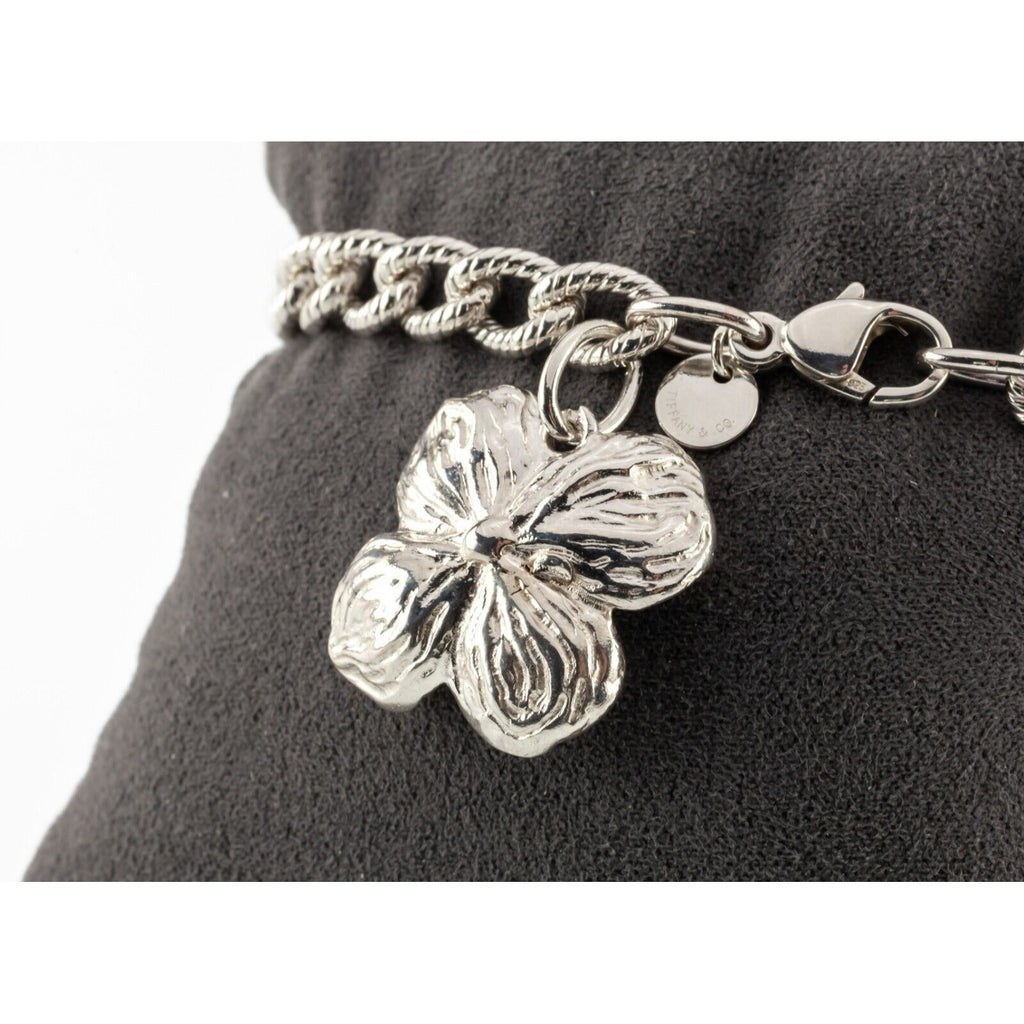 Tiffany & Co. Sterling Silver Vintage Dogwood Charm Bracelet 7.25"
