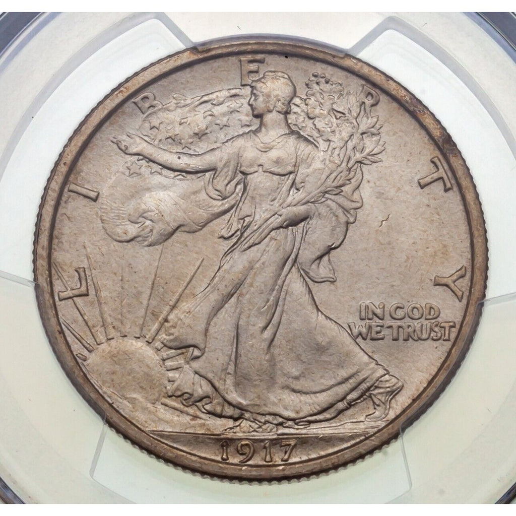 1917 50C Walking Liberty Half Dollar Graded by PCGS as MS65+ Gorgeous!