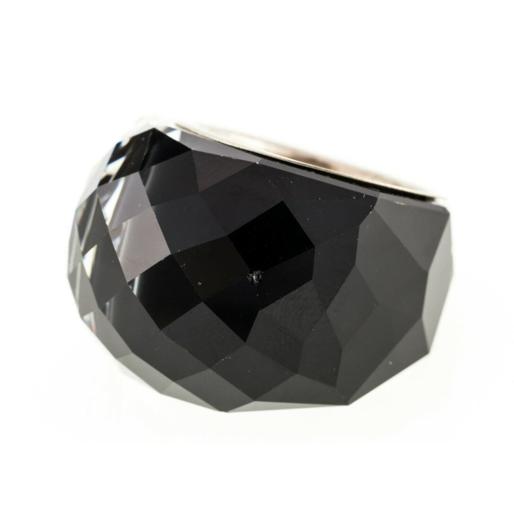 Swarovski Nirvana Black Translucent Crystal Ring Silver Interior Size 55