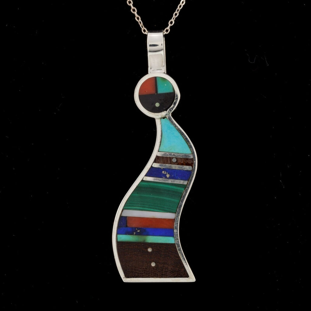 Amazing Harold Smith Sterling Silver Inlay Pendant 51 mm Long
