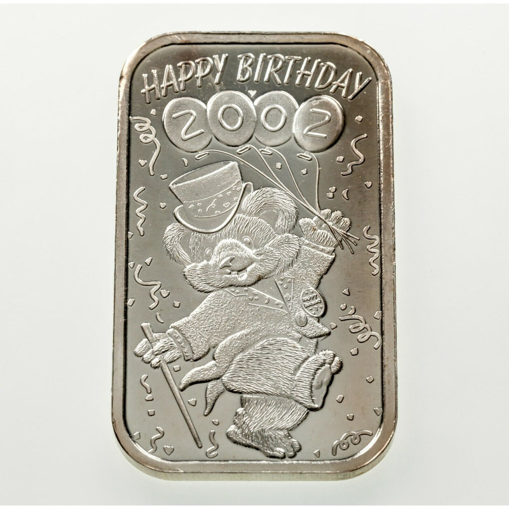 1998-2002 Happy Birthday 1 oz Silver Art Bars Collection of 4 Bars