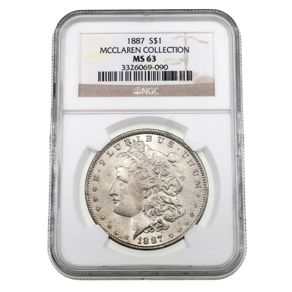 1887 $1 Silver Morgan Dollar Graded by NGC as MS-63 McClaren Collection