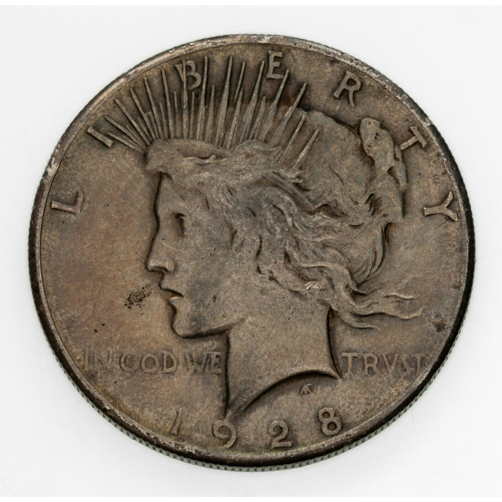 1928 $1 Silver Peace Dollar in Very Fine VF Condition, Toned on Both Sides