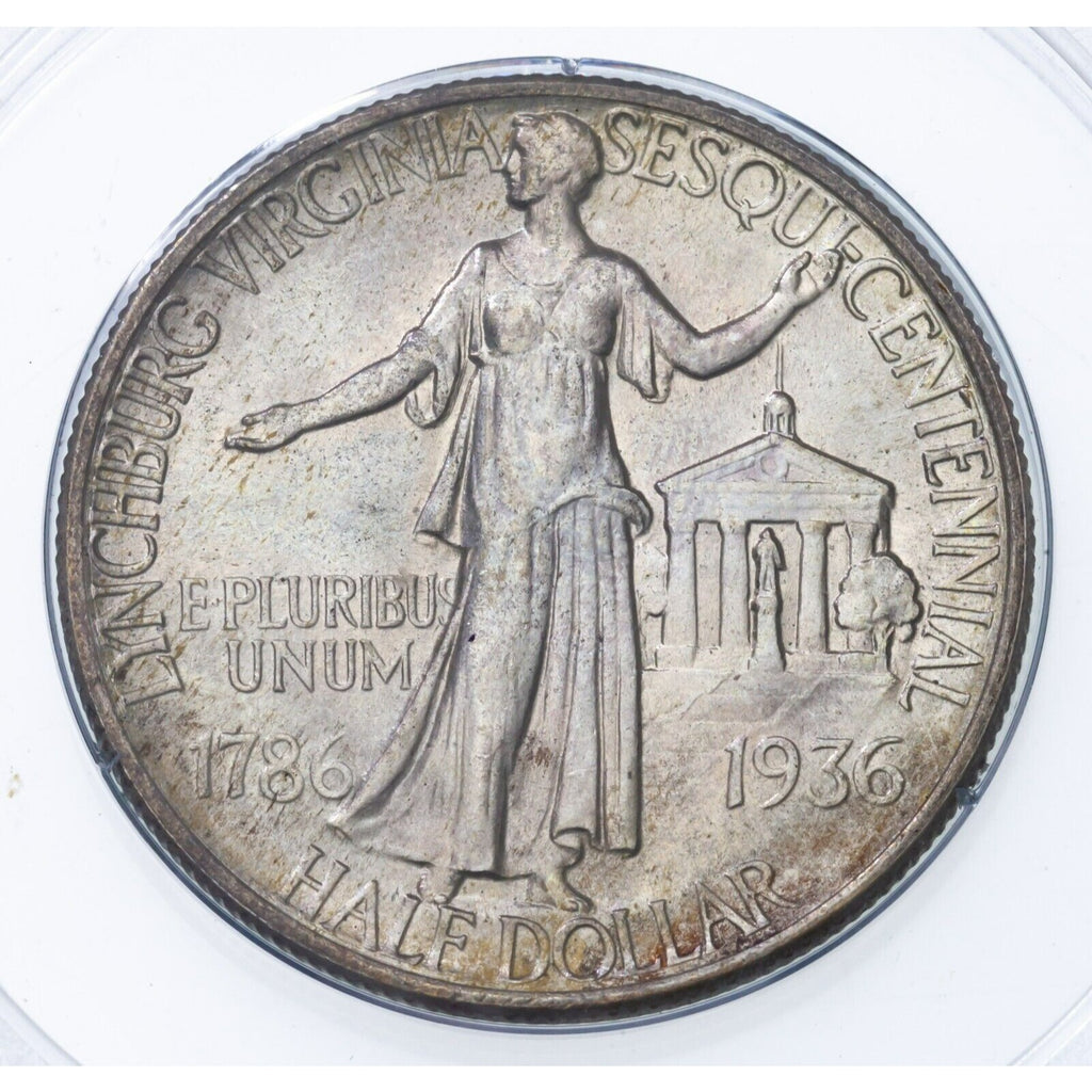 1936 50C Lynchburg Commemorative Half Dollar Graded by PCGS MS65 Rattler