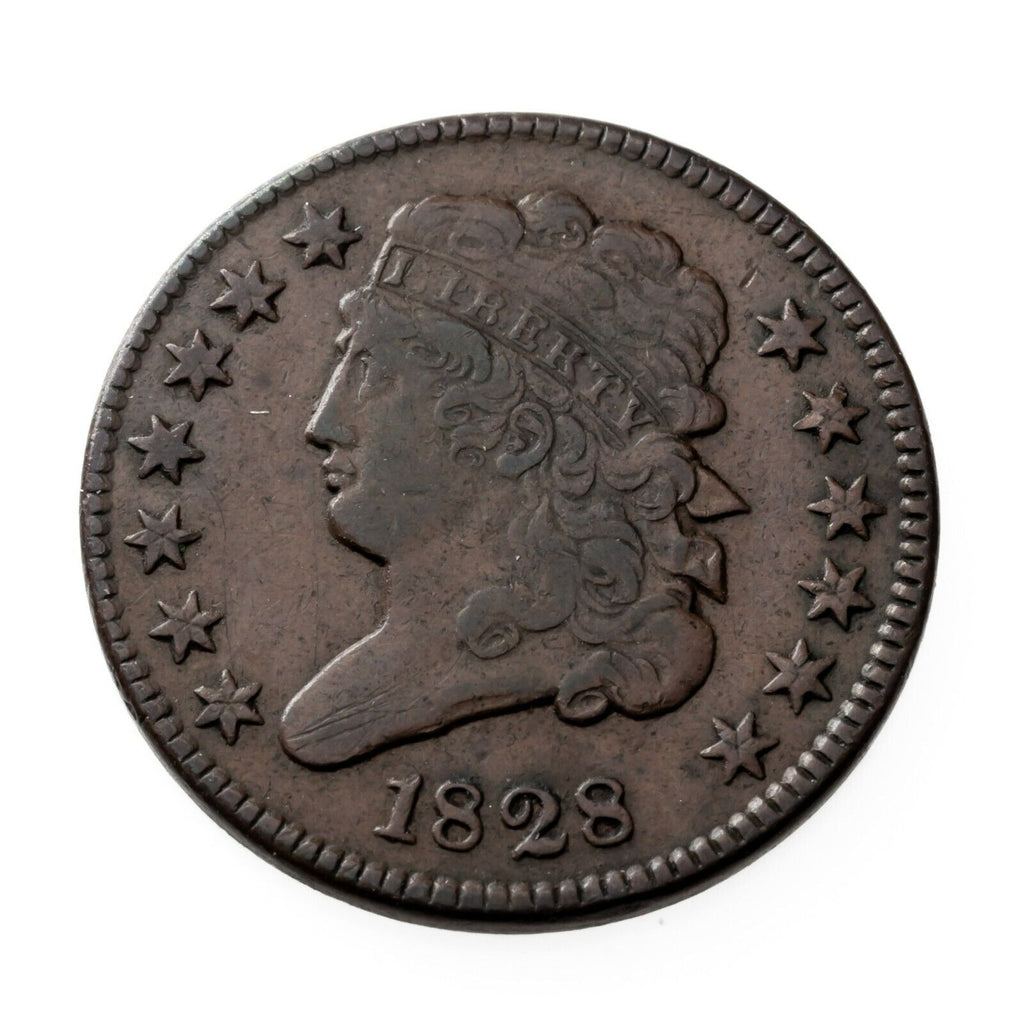 1828 13 Stars Half Cent in Very Fine VF Condition, Brown Color, Nice Detail!