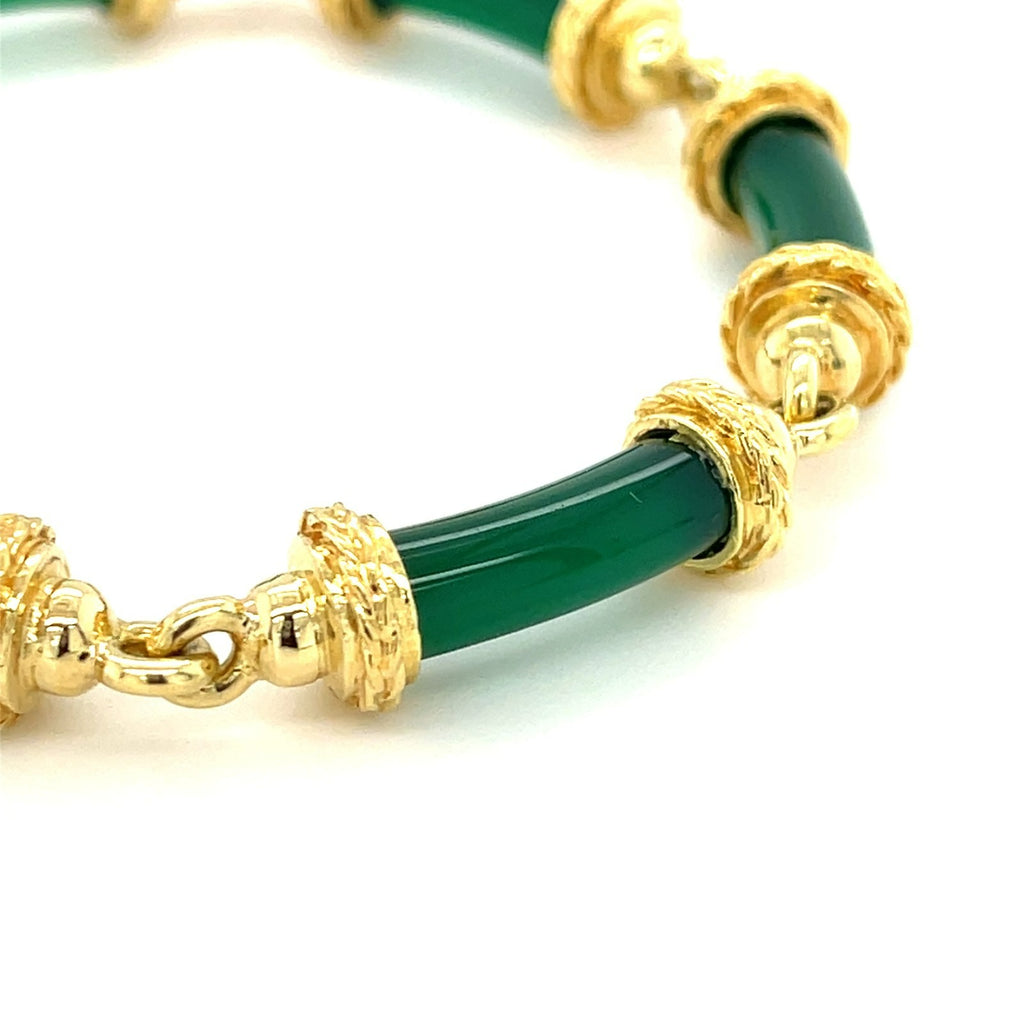 18K Yellow Gold Polished Jadeite Link Bracelet 7.5”