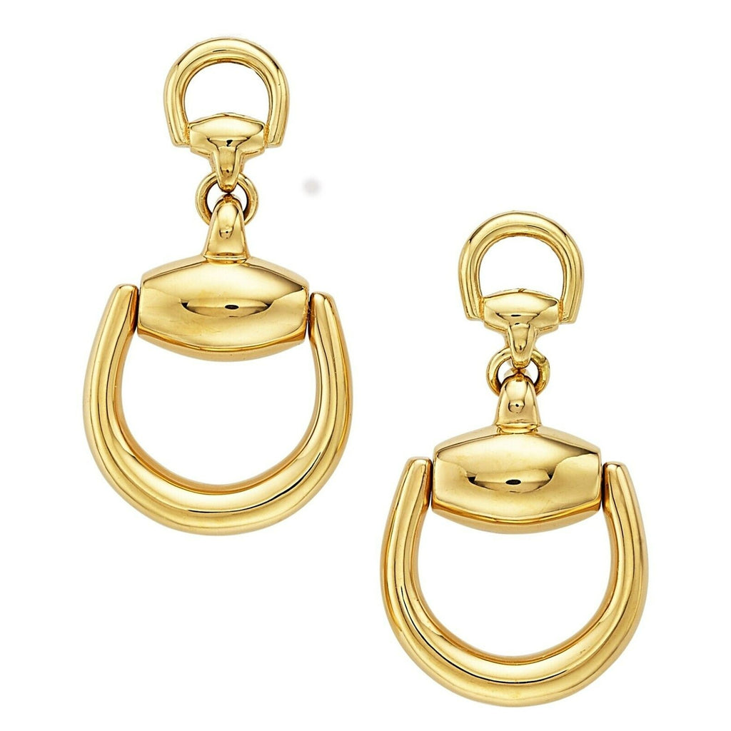 Gucci 18k Yellow Gold Horsebit Drop Earrings Stunning!