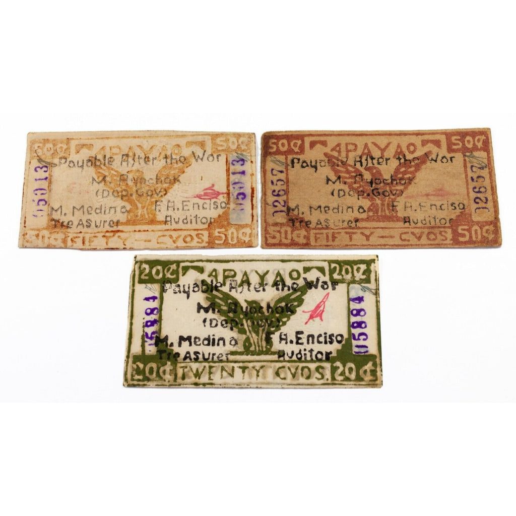 1942 Philippines - Province of Apayao Currency 20c-2p, Lot of 5 pcs